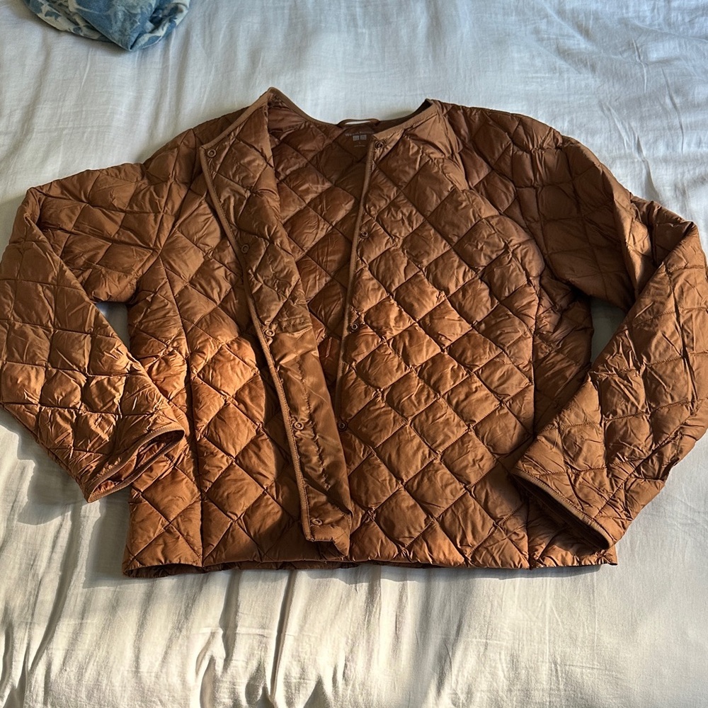 Uniqlo Warm Padded Quilted Jacket in Rust Brown